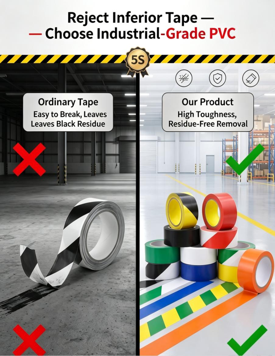 Waterproof Hazard Warning PVC Floor Marking Safety Tape