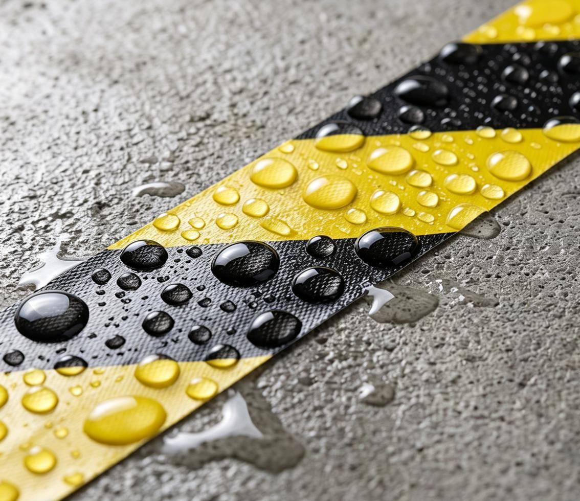 Black Yellow Diagonal Stripe Cloth Duct Warning Tape For Floor Safety Marking
