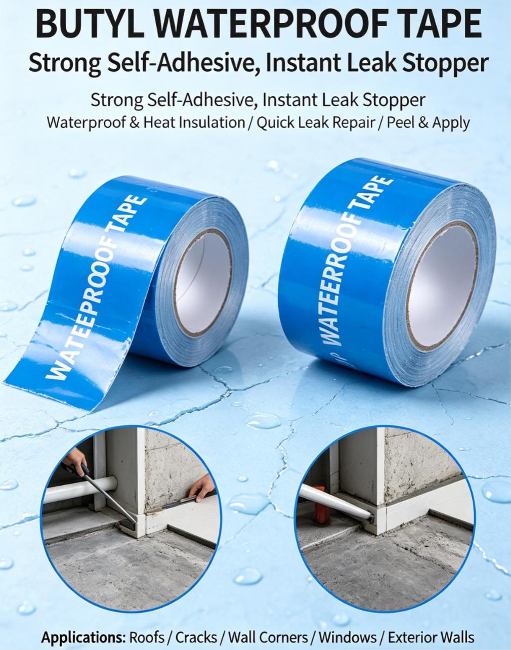 Super Sticky Leak‑Proof Butyl Tape for Roof Cracks, Gutter, Marine Repair Super Sticky Leak‑Proof Butyl Tape for Roof Cracks, Gutter, Marine Repair
