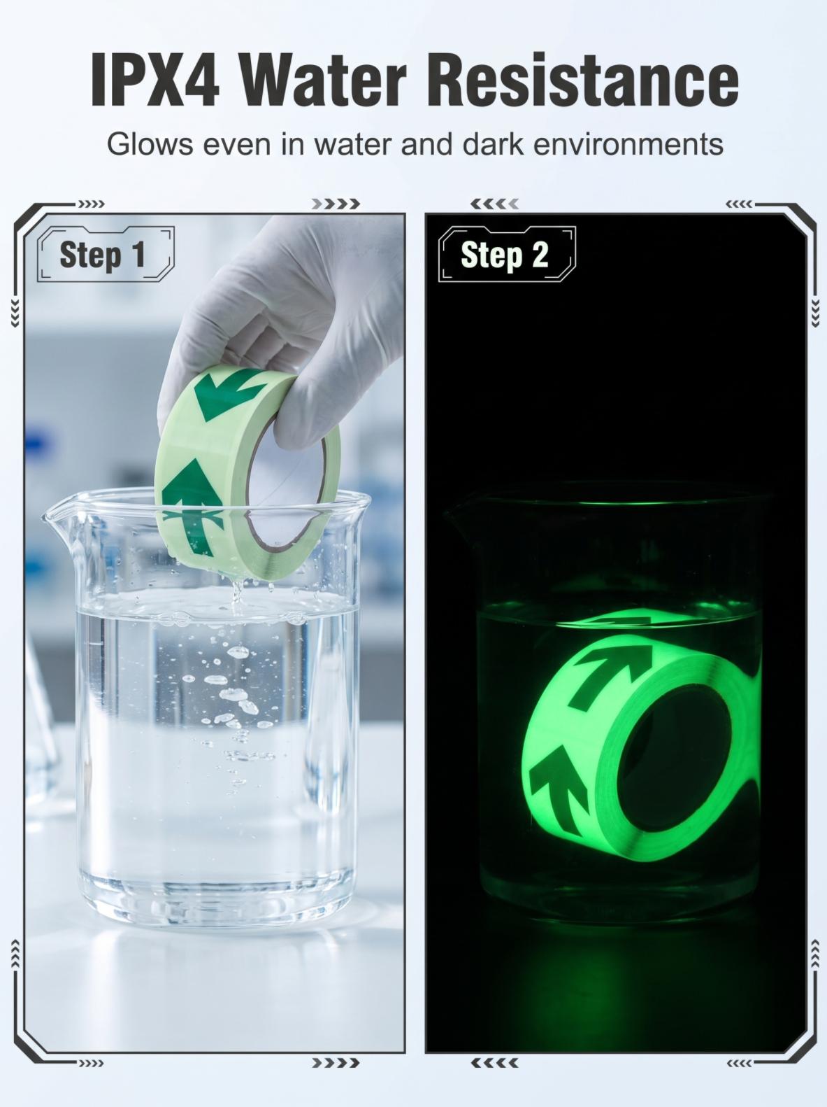 Self-Adhesive Photoluminescent Safety Warning Tape Glow in the Dark