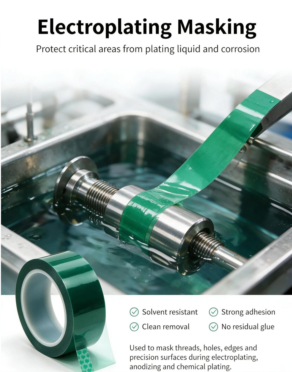 Industrial Heat Resistance Insulating Green PET Silicone High‑Temperature Masking Tape Industrial Heat Resistance Insulating Green PET Silicone High‑Temperature Masking Tape