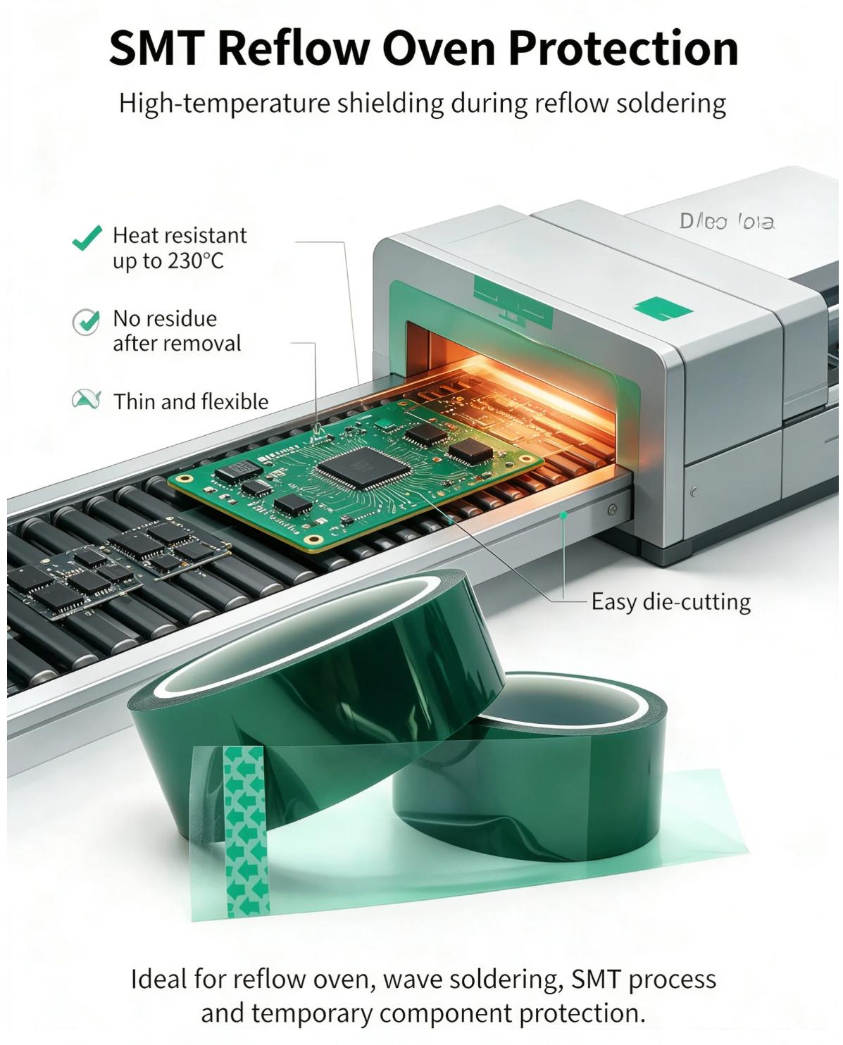 Industrial Heat Resistance Insulating Green PET Silicone High‑Temperature Masking Tape Industrial Heat Resistance Insulating Green PET Silicone High‑Temperature Masking Tape